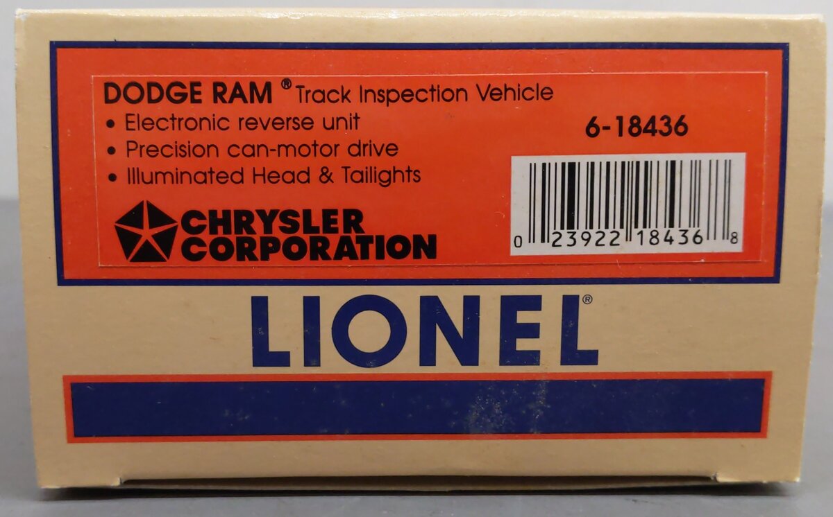 Lionel 6-18436 O Gauge New York Central Dodge Ram Track Inspection Truck EX/Box