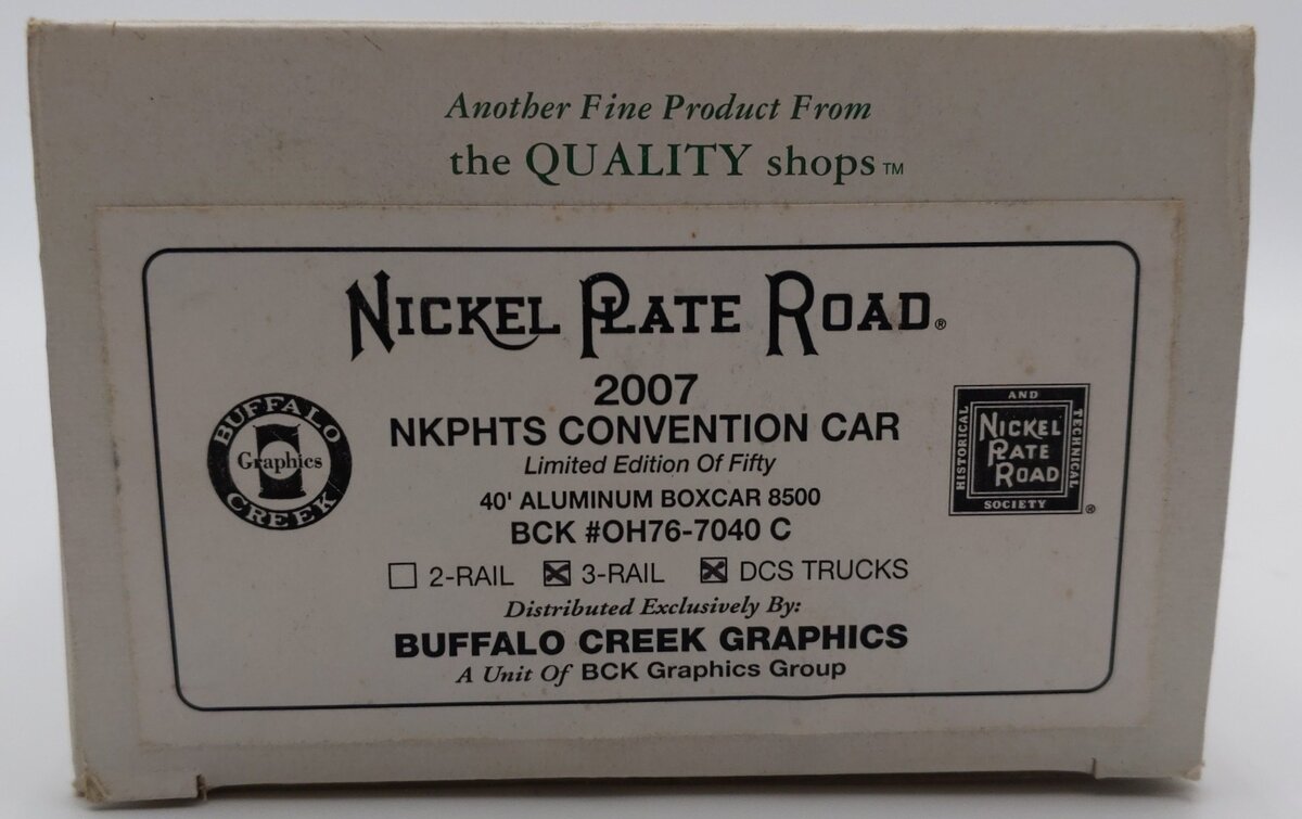 Crown BCK Graphics OH76-7040 O Gauge Nickel Plate Road Convention Car #8500 EX/Box