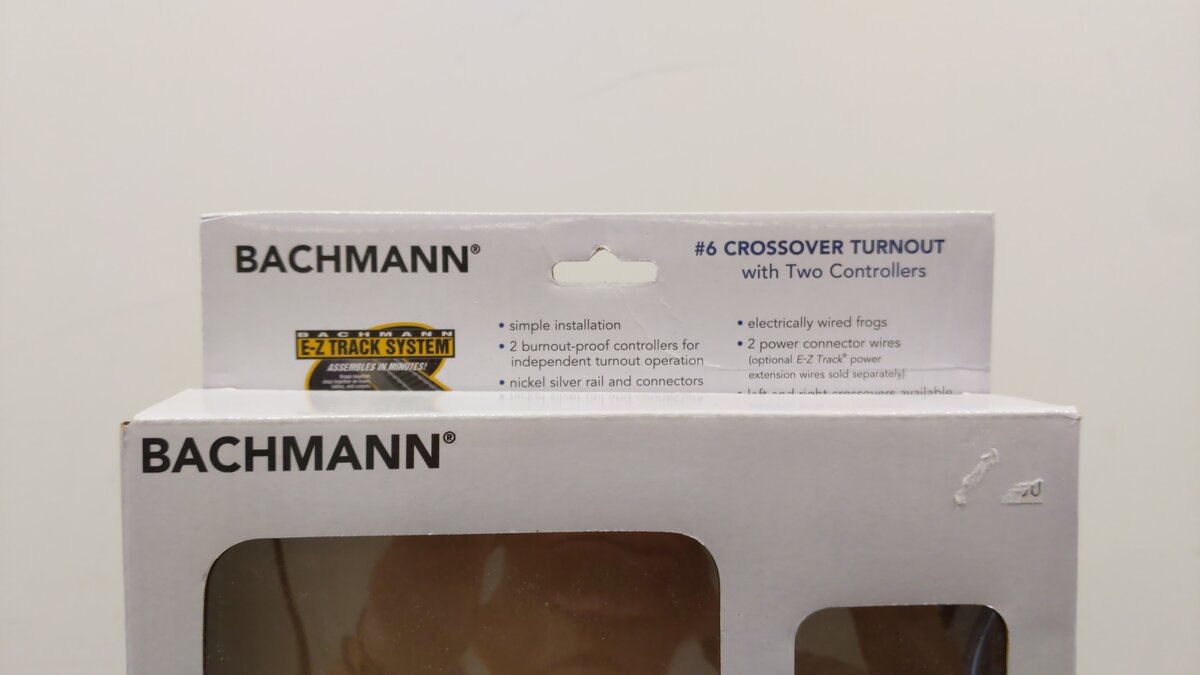 Bachmann 44575 HO Nickel Silver #6 E-Z Track Remote Crossover Turnout EX/Box