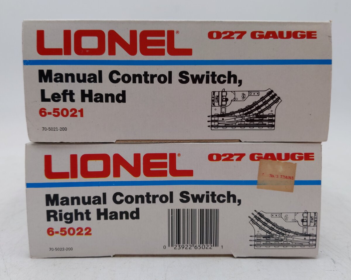 Lionel 6-5021/5022 O Gauge Left/Right Hand Manual Control Switch Set EX/Box