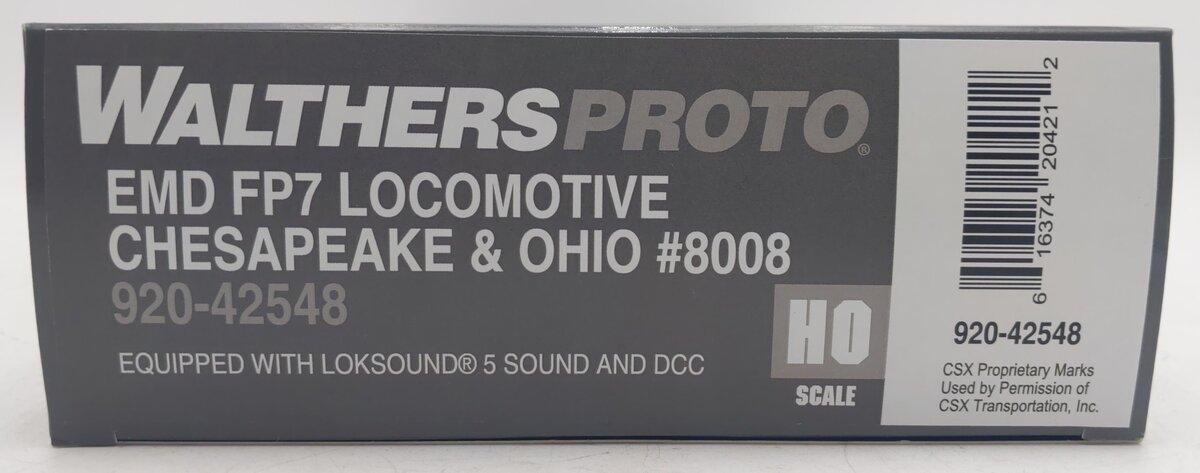 Walthers 920-42548 HO C&O EMD FP7 Diesel Loco #8008 w/ LokSound 5 Sound & DCC