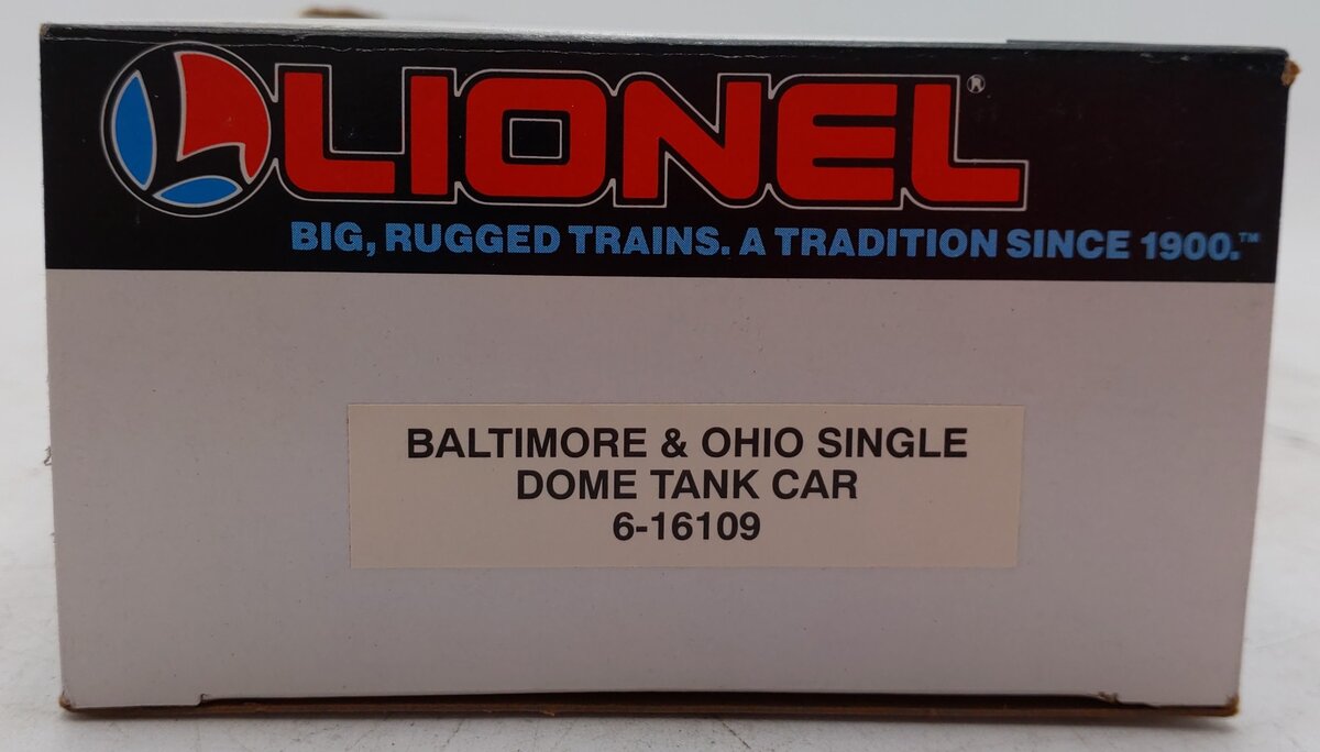 Lionel 6-16109 O Gauge Baltimore & Ohio Black Single Dome Tank Car #16109 EX/Box