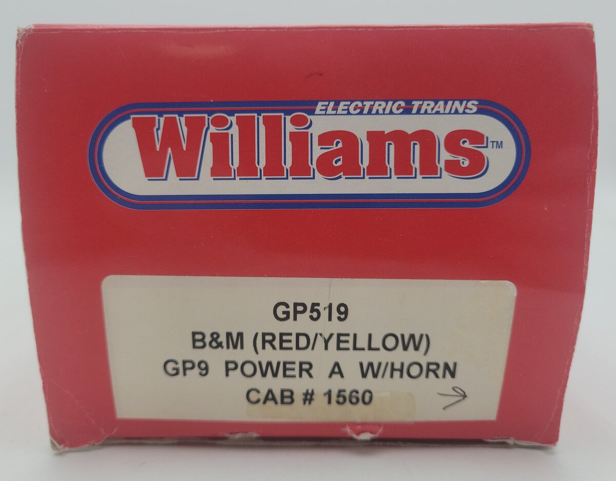 Williams GP519 O Gauge B&M GP-9 Powered Diesel Locomotive w/ Horn EX/Box