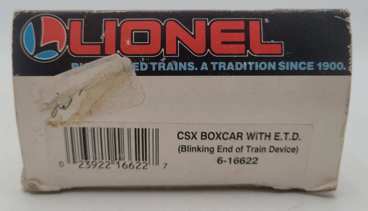 Lionel 6-16622 O Gauge CSX Boxcar with Red Flashing ETD EX/Box