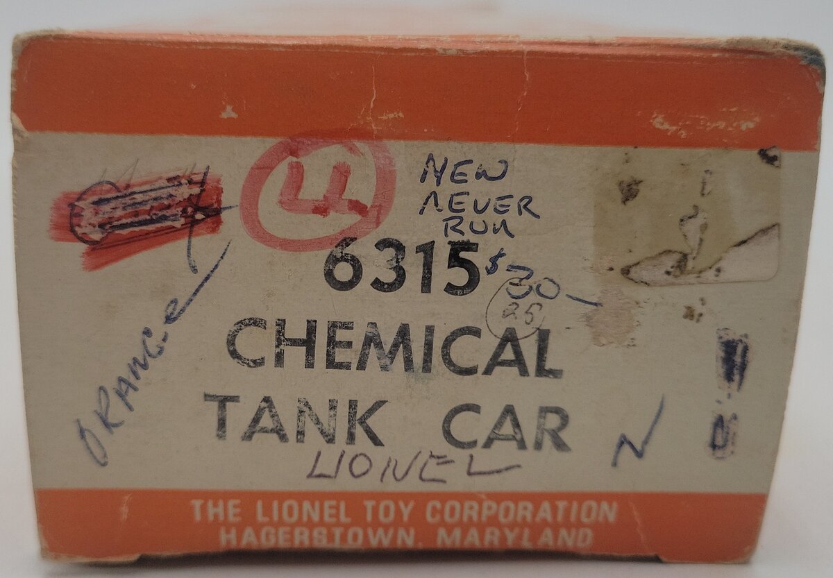 Lionel 6315 Vintage O Unpainted Lionel Line Single Dome Tank Car EX/Box