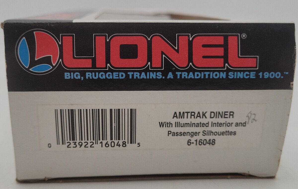 Lionel 6-16048 O Gauge Amtrak Streamlined Diner Car LN/Box