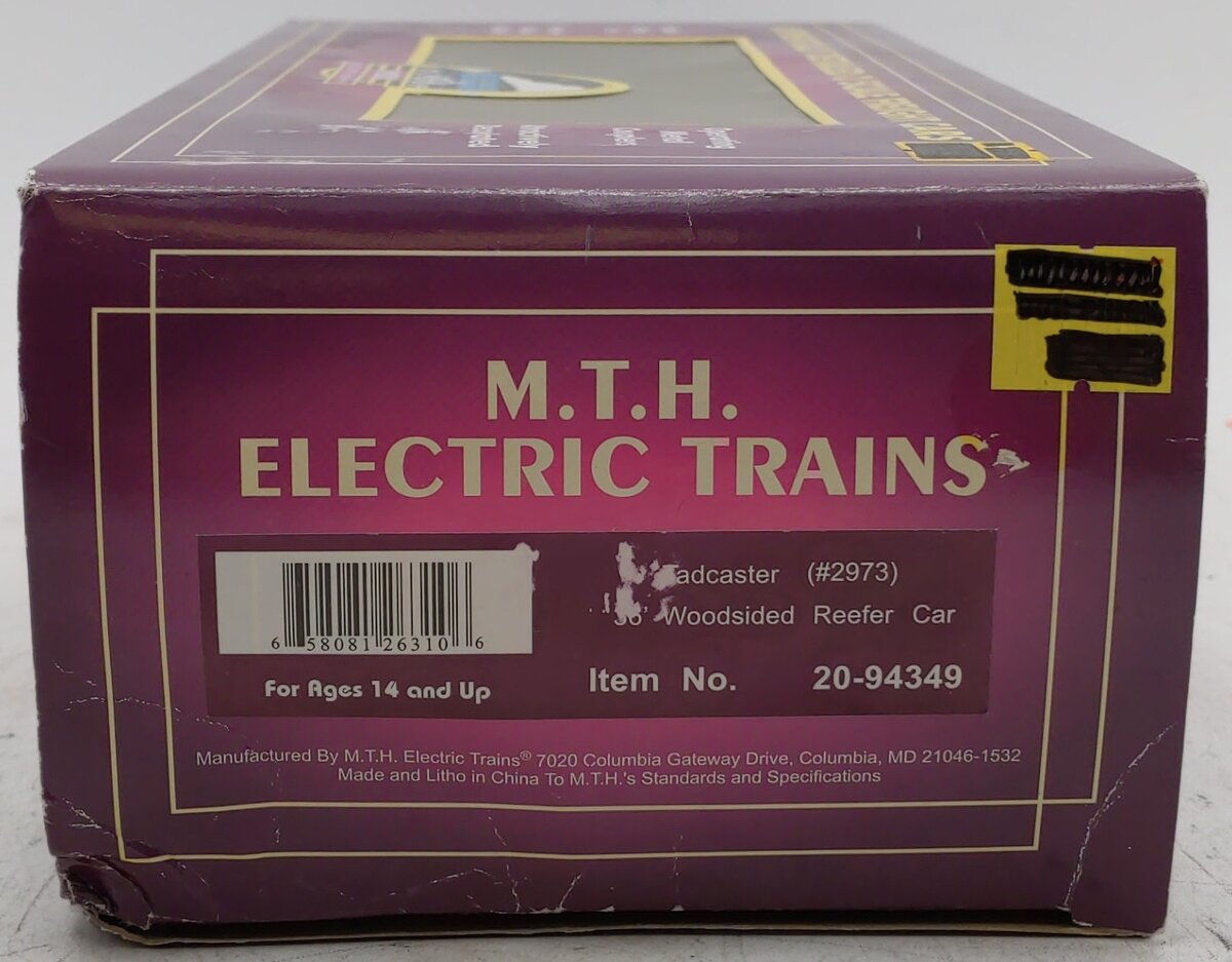 MTH 20-94349 O Gauge Tadcaster 36' Woodside Reefer Car #2973 LN/Box