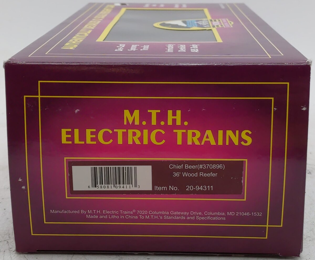 MTH 20-94311 O Gauge Chief Beer 36' Wood Reefer #370896 EX/Box
