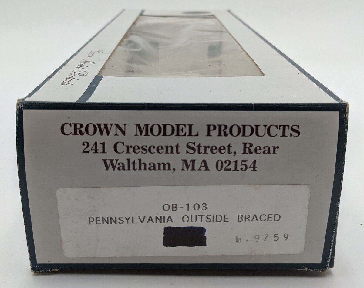 Crown OB103 O Gauge Pennsylvania Outside Braced Hi-Rail Boxcar #109759 LN/Box
