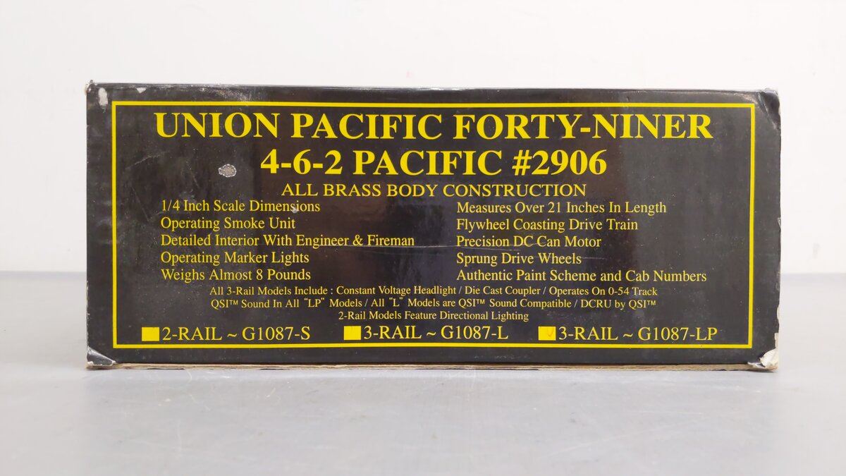 Weaver 1087LP Union Pacific Forty-Niner Steam Locomotive #2906 EX/Box