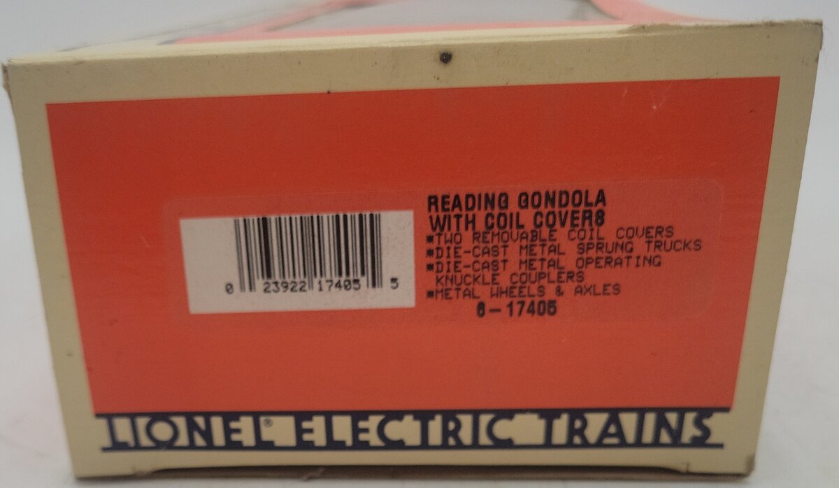 Lionel 6-17405 O Gauge Reading Gondola with Coil Covers #24876 VG/Box