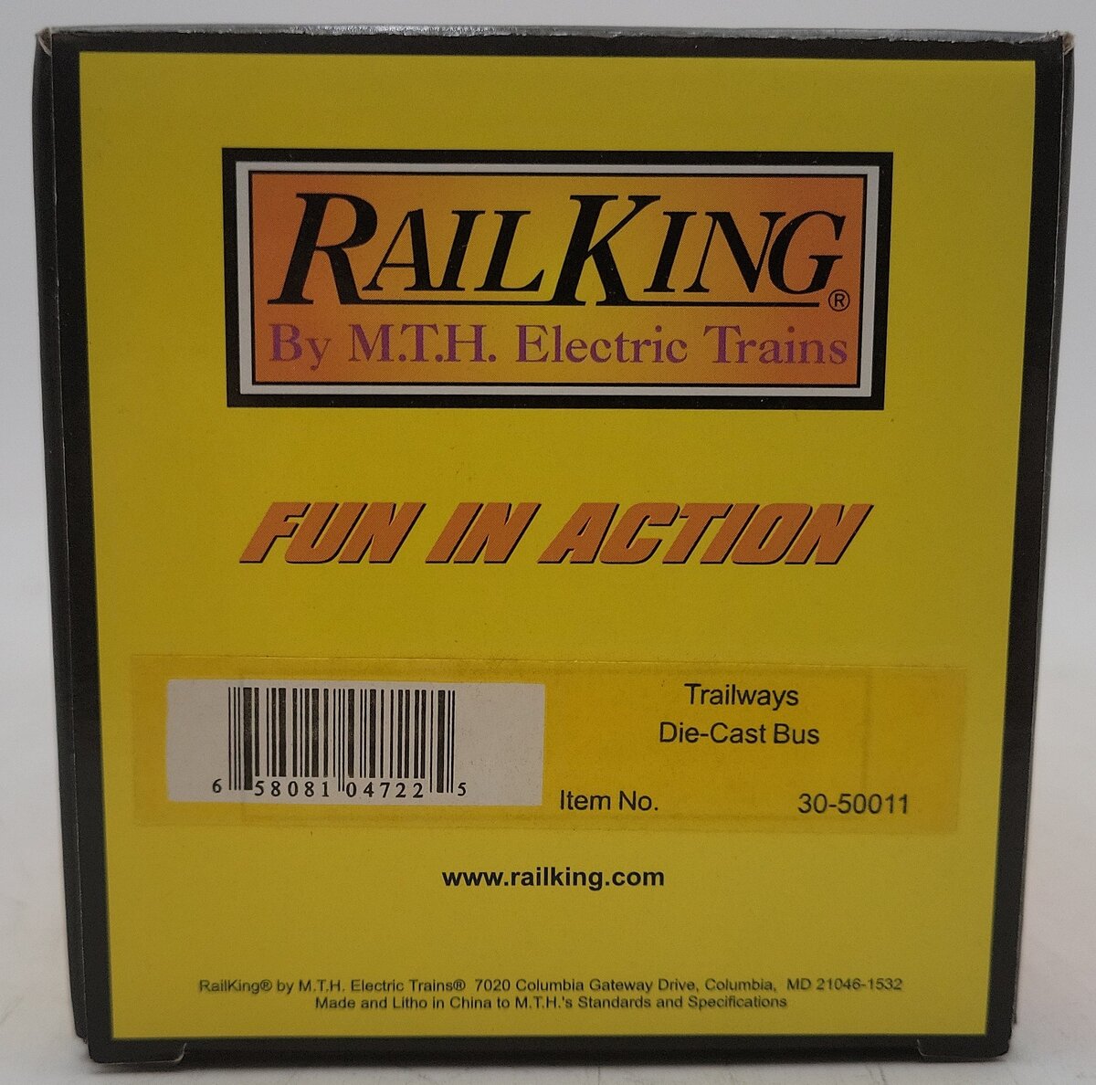 MTH 30-50011 1:48 Scale RailKing Trailways Lines Die-Cast Bus # 974 VG/Box