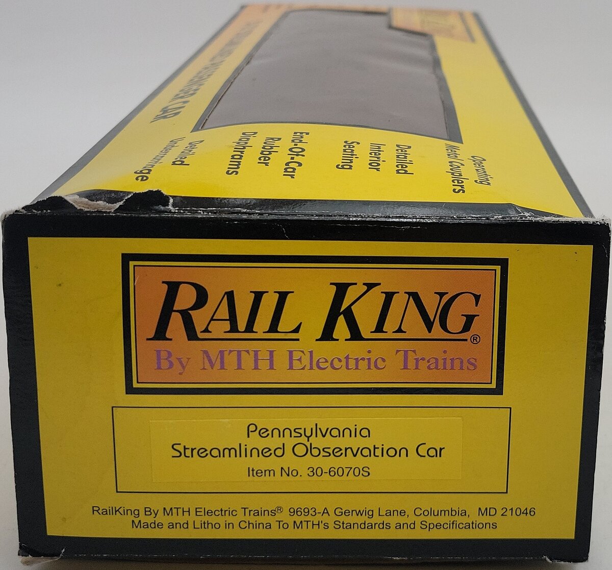 MTH 30-6070S O Pennsylvania Streamlined Vista Dome Car #2036 EX/Box