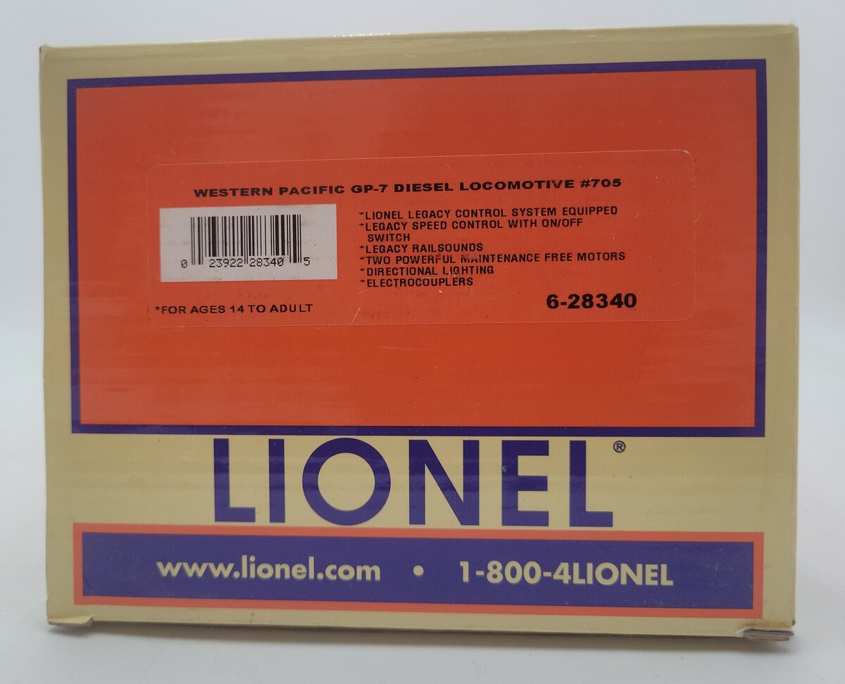 Lionel 6-28340 Western Pacific GP7 Diesel Locomotive #705 EX/Box
