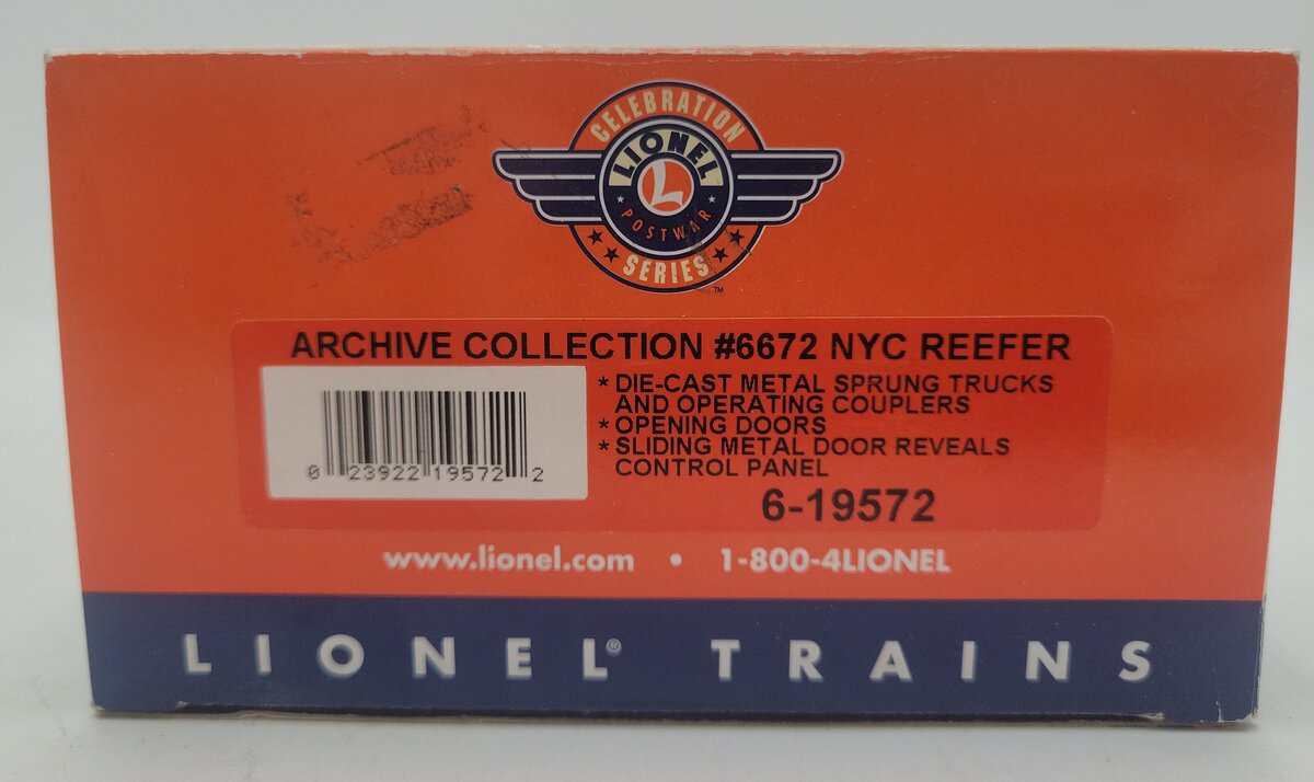 Lionel 6-19572 O Gauge Archive Collection PWC New York Central Reefer #6672 EX/Box