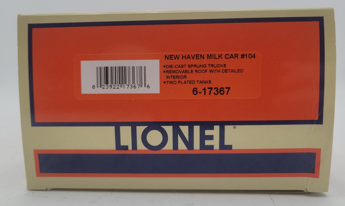 Lionel 6-17367 O Gauge New Haven General American Milk Car #104 EX/Box