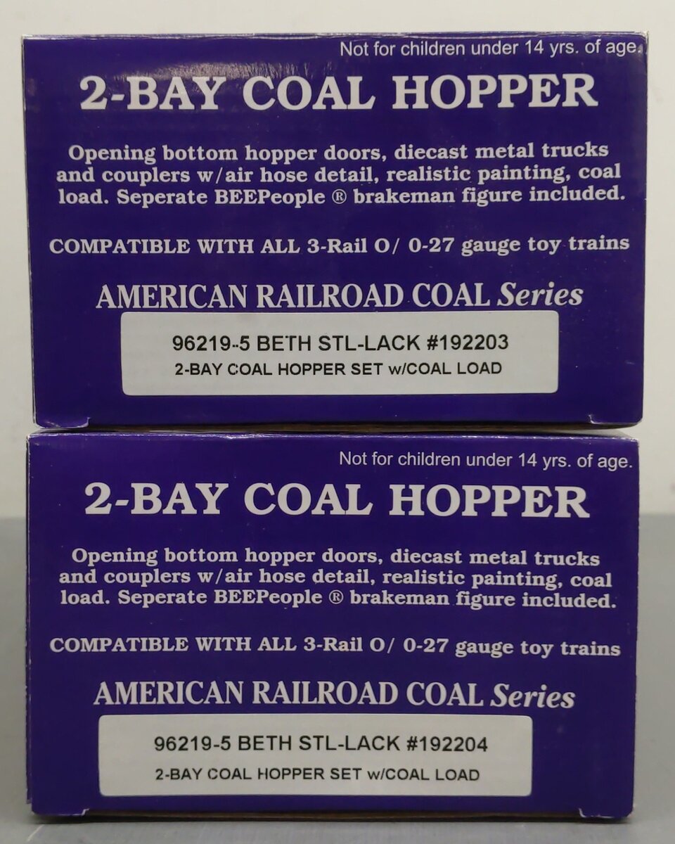 RMT 96219-5 O Gauge Bethlehem Steel-Lackawanna 2-Bay Coal Hopper Car /2pk EX/Box