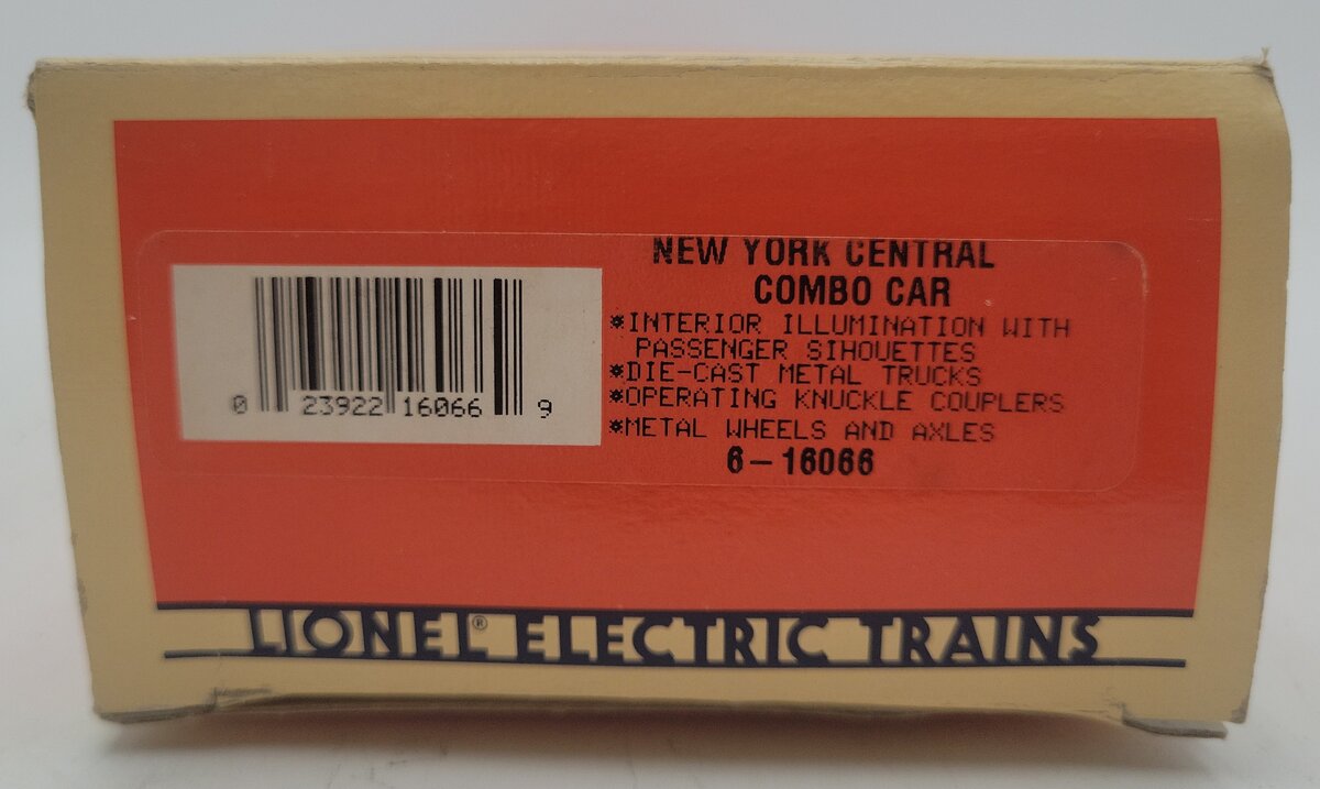 Lionel 6-16066 O Gauge New York Central Combination Passenger Car EX/Box