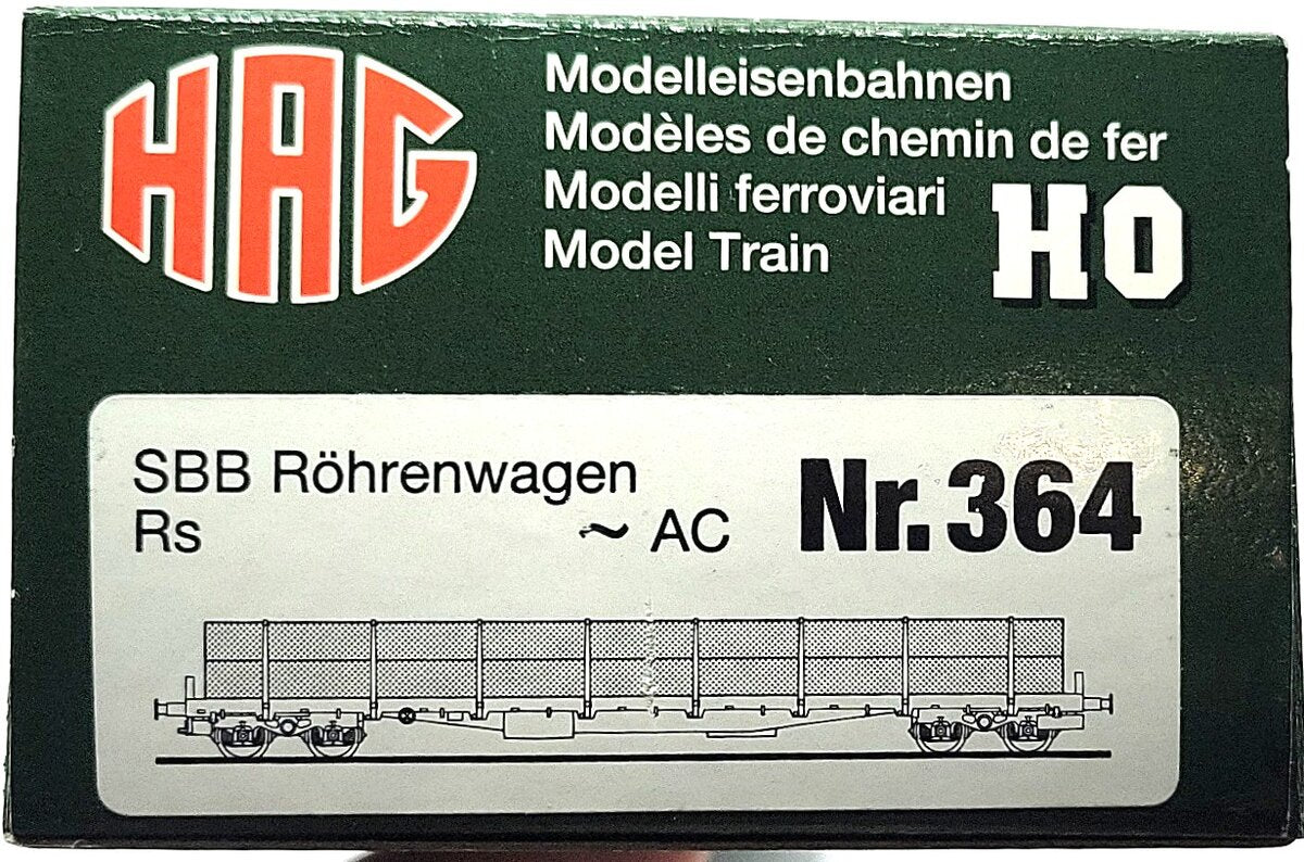 HAG 364-70 038 HO Scale SBB Flatcar w/ Long Pipe Load LN/Box