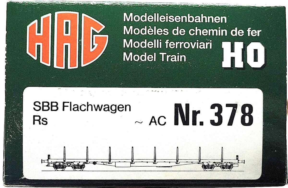 HAG 378-70 002 HO Scale SBB Flatcar LN/Box