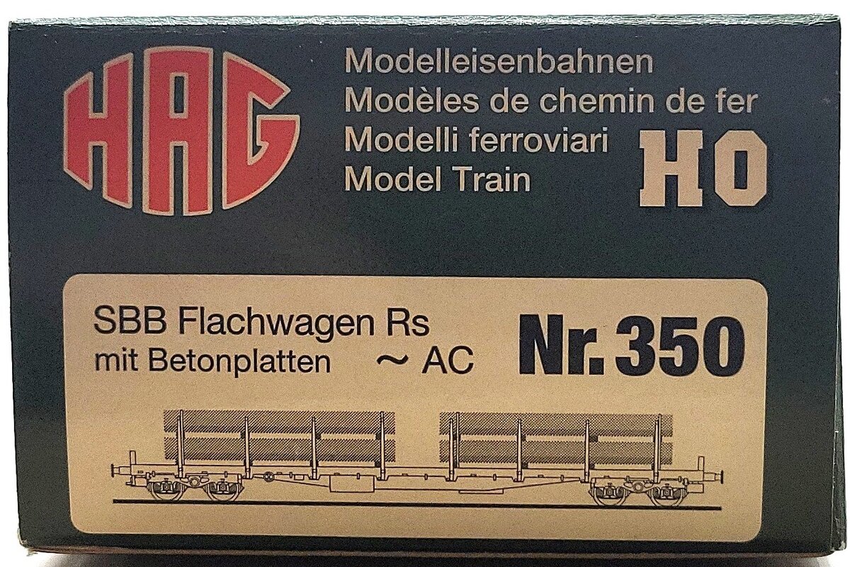HAG 350-70 024 HO Scale SBB Flatcar w/ Concrete Slab Load LN/Box