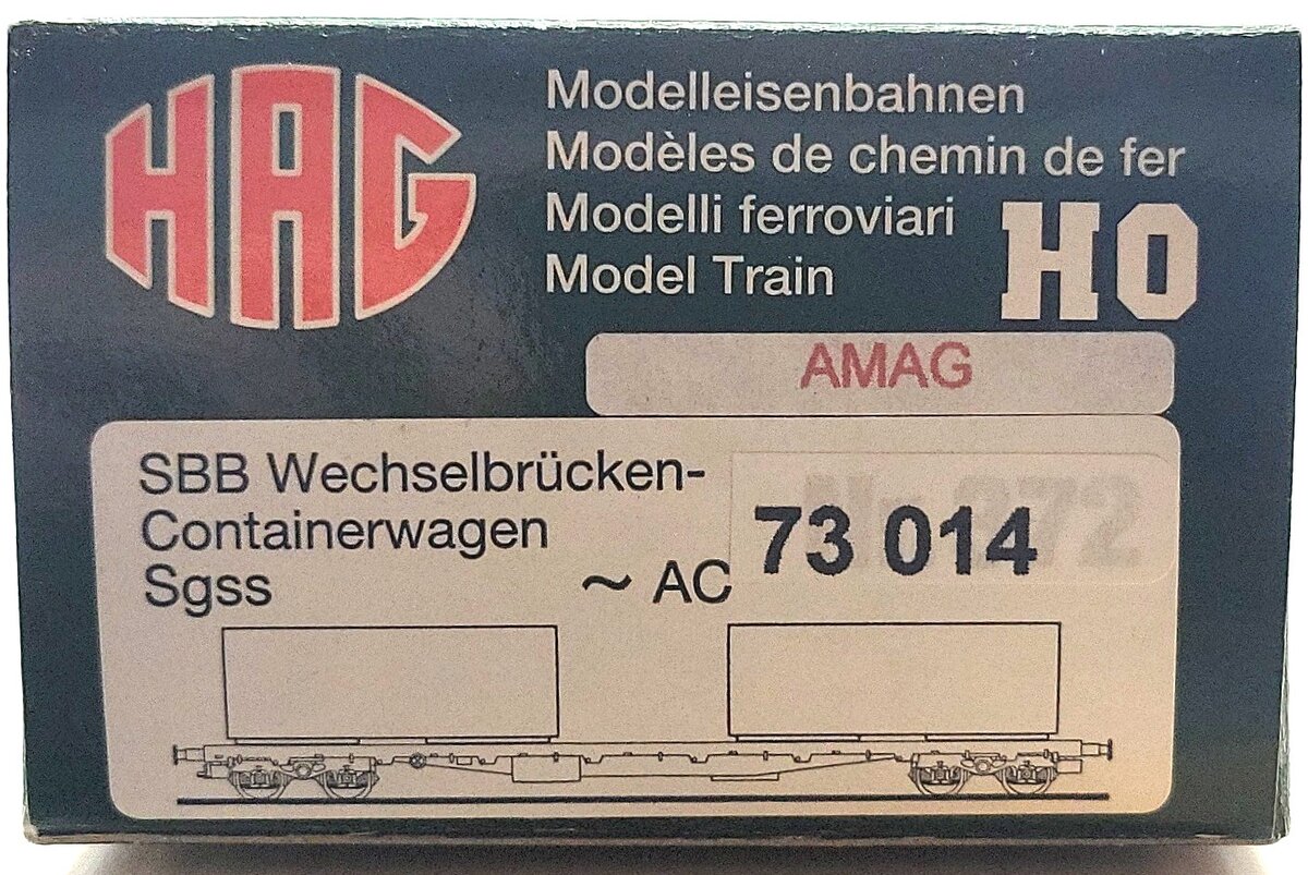 HAG 372-73 014 HO Scale SBB Wechselbrucken - Containerwagen LN/Box