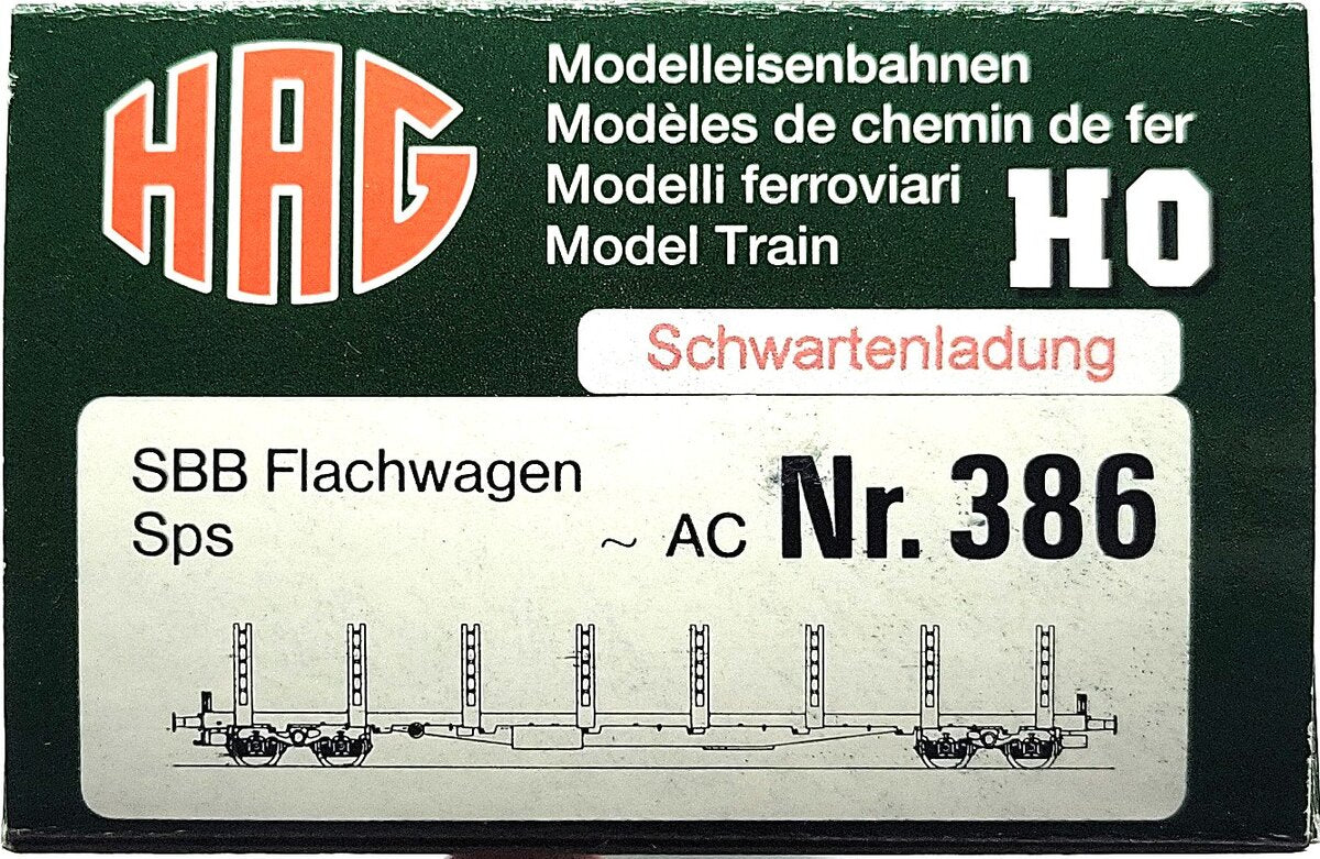 HAG 386-70 094 HO Scale SBB Flatcar w/ Rough Cut Timber Load LN/Box