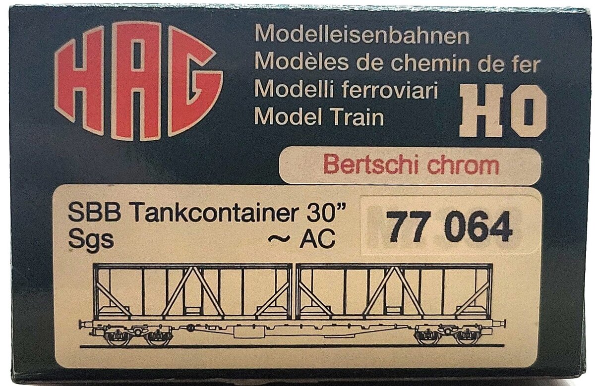 HAG 398-77 064 HO Scale SBB "Bertschi" Tank Container Car LN/Box
