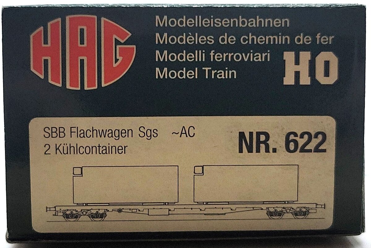 HAG 622 HO Scale Flatcar w/ 2 Cargo Domino Loads LN/Box