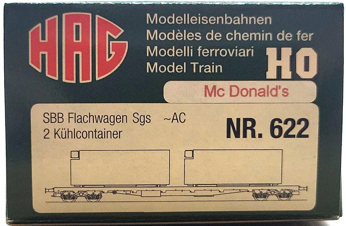 HAG 622 HO Scale Flatcar w/ 2 McDonald's Loads LN/Box