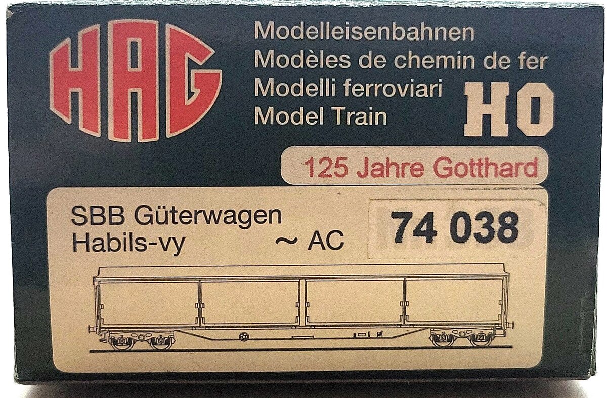 HAG 74 038 HO Scale SBB 125 Jahre Gotthard Boxcar LN/Box