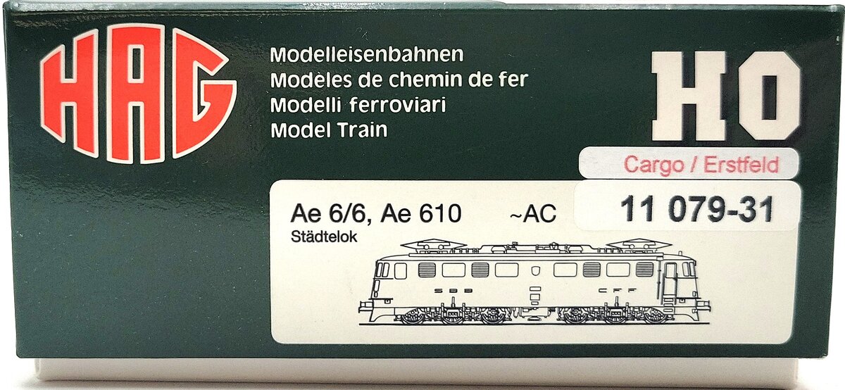 HAG 11079-31 HO Scale SBB Cargo Ae 6/6 Erstfeld Gottardo Locomotive LN/Box
