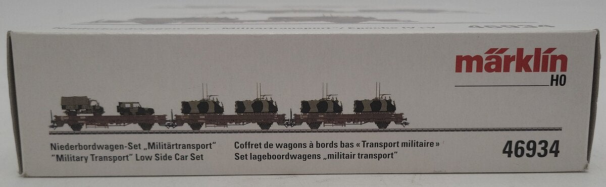 Marklin 46934 HO Danish State Railways "Military Transport" Low Side 3-Car Set