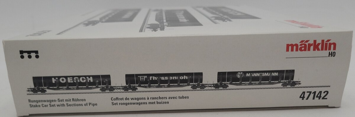 Marklin 47142 HO Scale Stake Car Set w/Pipe Load LN/Box