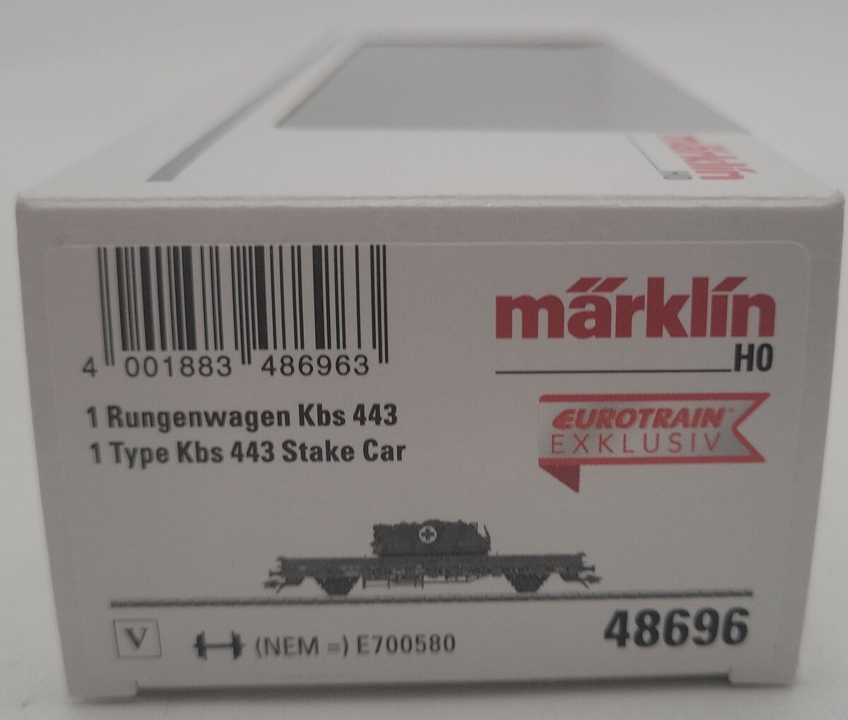 Marklin 48696 HO Scale 1 Type KBS 443 Stake Car LN/Box