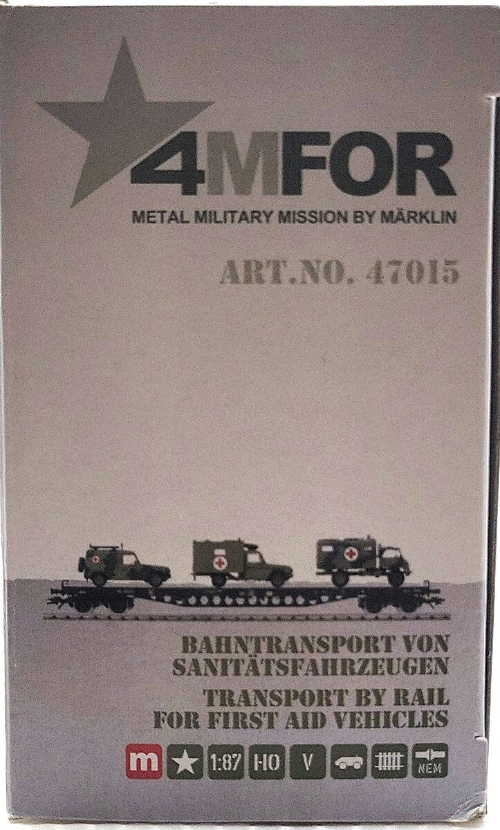 Marklin 47015 BW Flatcar with First Aid Vehicle LN/Box