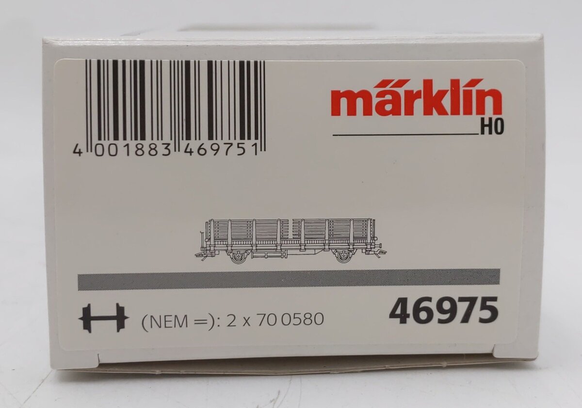 Marklin 46975 HO Scale DB Gondola w/Stakes And Wood Load EX/Box
