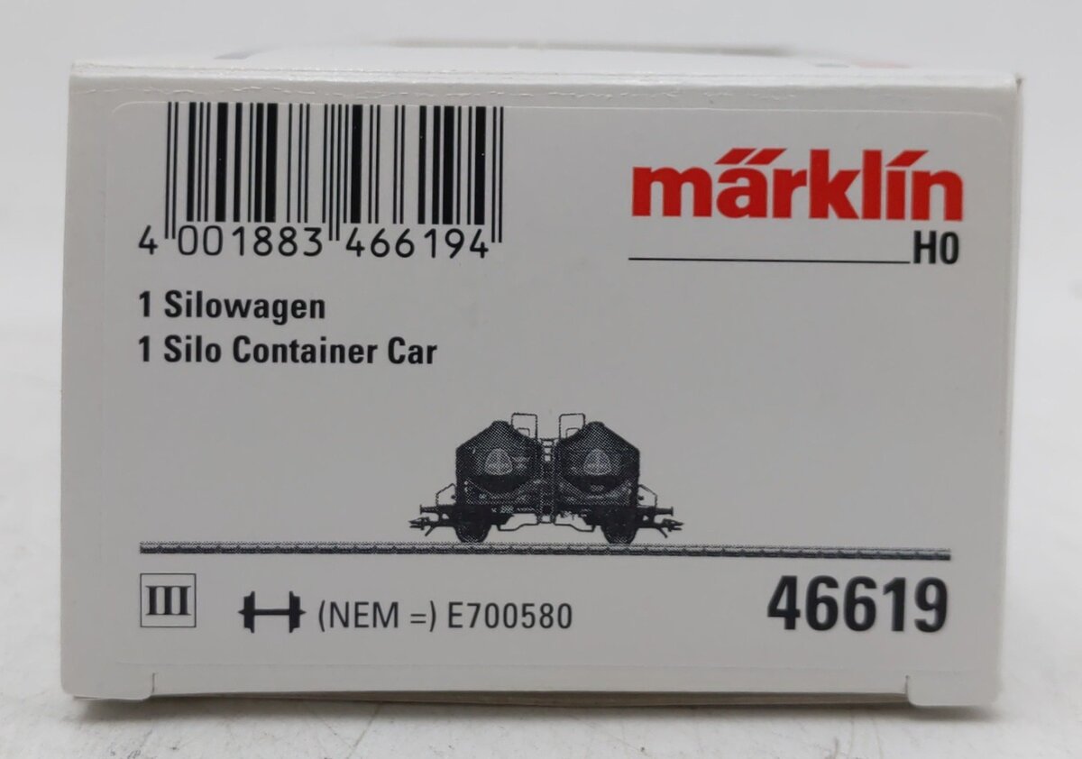 Marklin 46619 HO Quarz-Werke 3-Rail Covered Hopper/Silo No Brakeman's Platform EX/Box