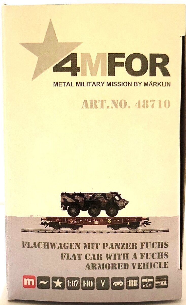 Marklin 48710 HO Scale DB Flatcar w/ Fuchs Armored Vehicle LN/Box