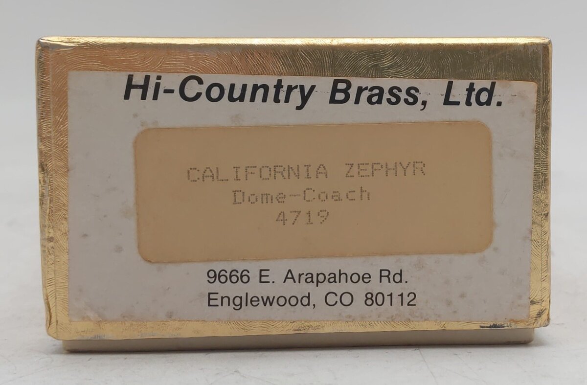 Hi-Country Brass 4719 HO BRASS Plated California Zephyr Dome-Coach Passenger Car EX/Box