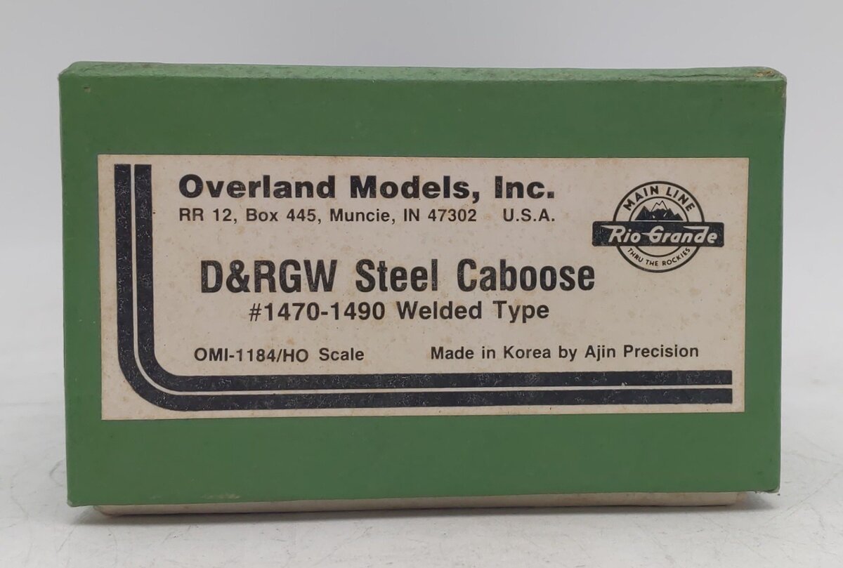 Overland 1184 HO Scale BRASS D&RGW Steel Caboose - Unpainted EX/Box