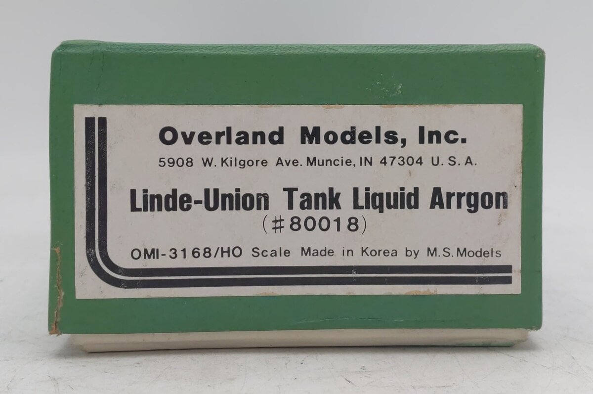 Overland 3168 HO BRASS Linde-Union Tank Liquid Arrgon Car (#80018) - Unpainted EX/Box