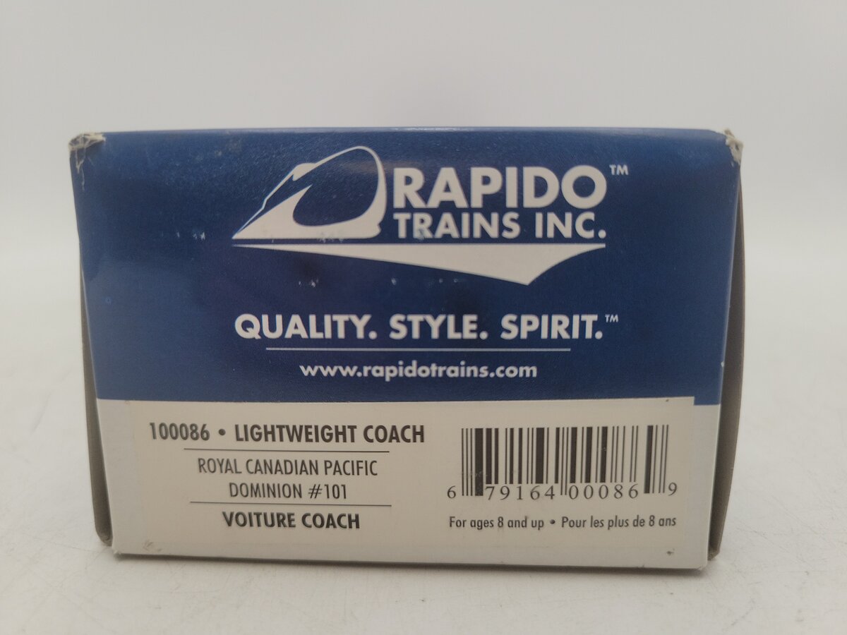 Rapido Trains 100086 HO Scale Canadian Pacific "Dominion" Lightweight Coach Car EX/Box
