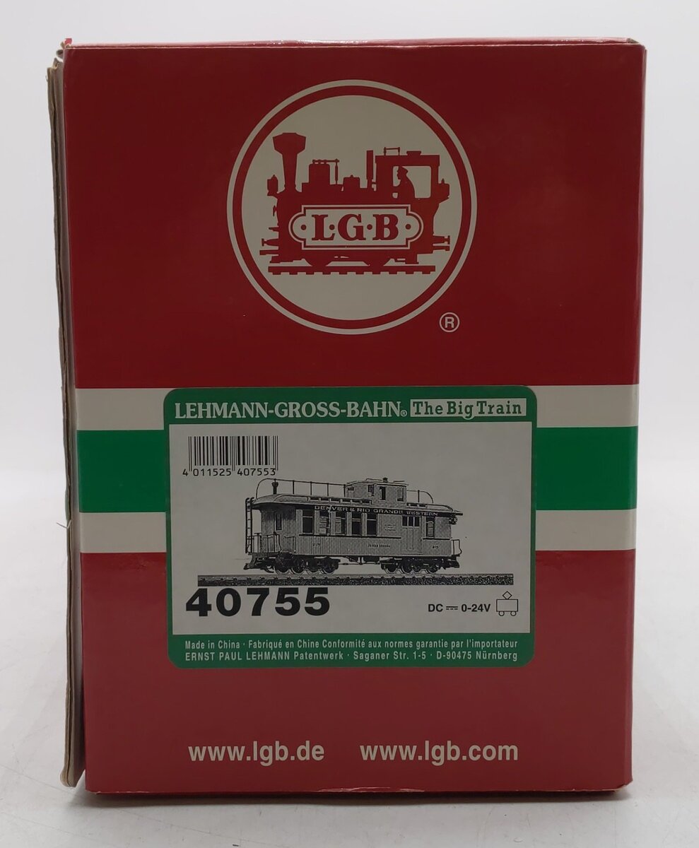 LGB 40755 G Gauge D&RGW Combine Car #215 - Metal Wheels EX/Box