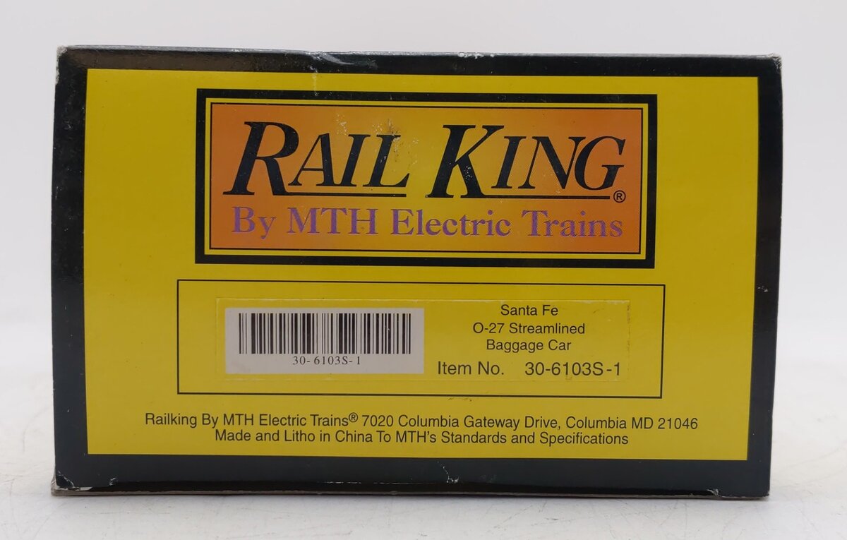 MTH 30-6103S-1 O Gauge Santa Fe Streamlined Baggage Car #3482 EX/Box