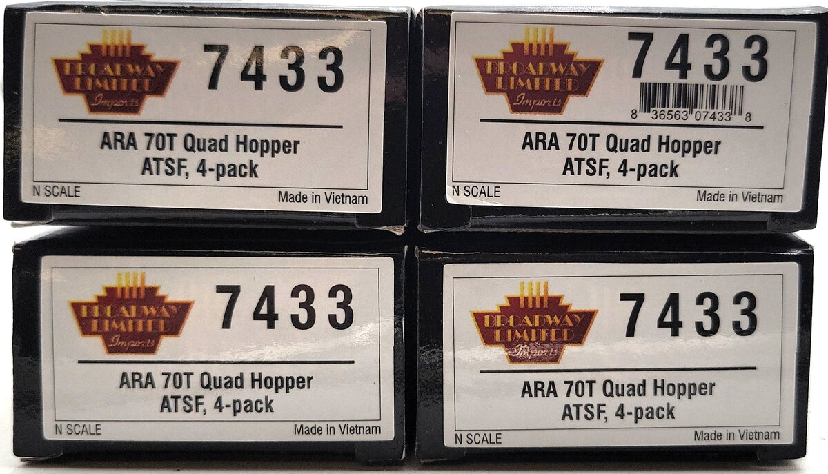 Broadway Limited 7433 N ATSF Fantasy ARA 70-Ton Quad Hopper Pack (Pack of 4) LN/Box