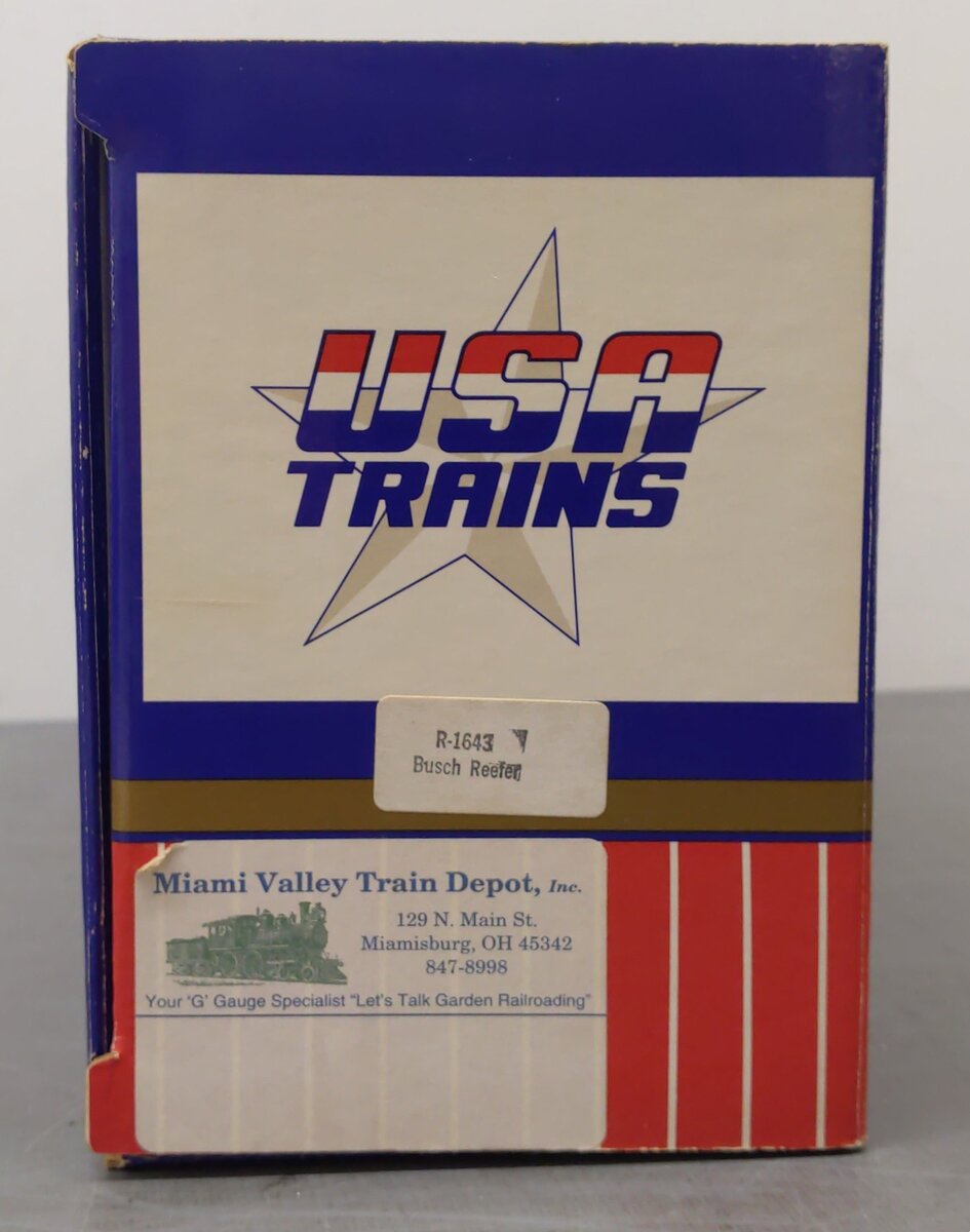 USA Trains R-1643 G Scale Busch Beer Refrigerator Car #1643 EX/Box