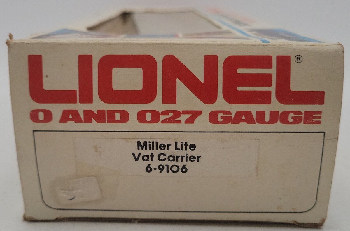 Lionel 6-9106 O Gauge Miller Lite Vat Car #9106 EX/Box