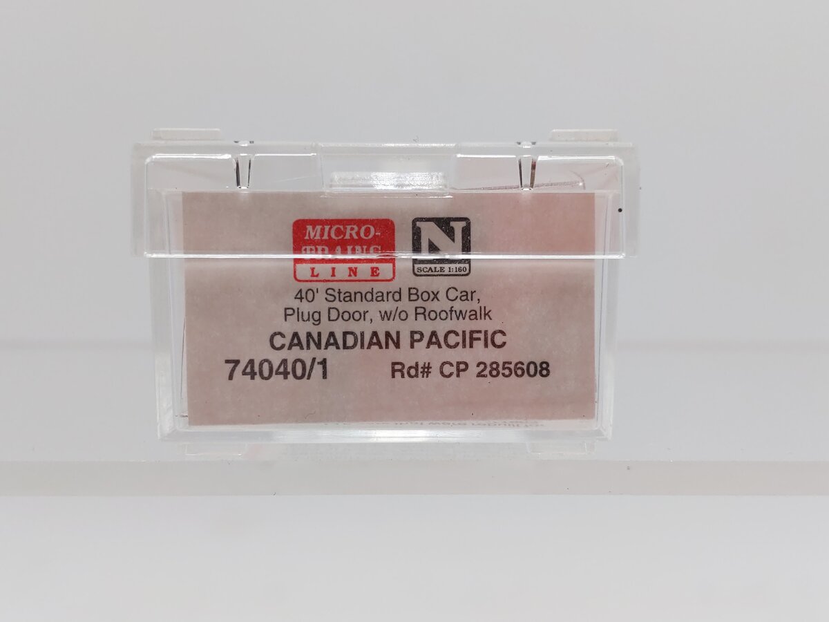 Micro-Trains 74040/1 N Canadian Pacific 40' Standard Plug Door Boxcar #285608 LN/Box