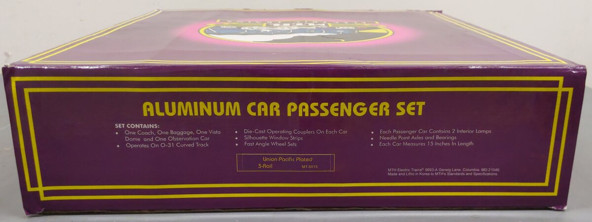MTH 20-6015 O Union Pacific 60' Aluminum Passenger Car Set (Set of 4) EX/Box